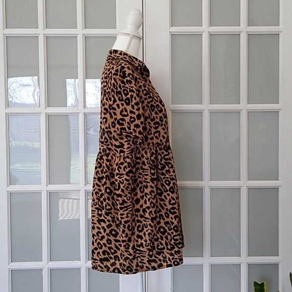 NWOT Missguided Brown Leopard Print Shirt Smock Mini Dress - Picture 5 of 16